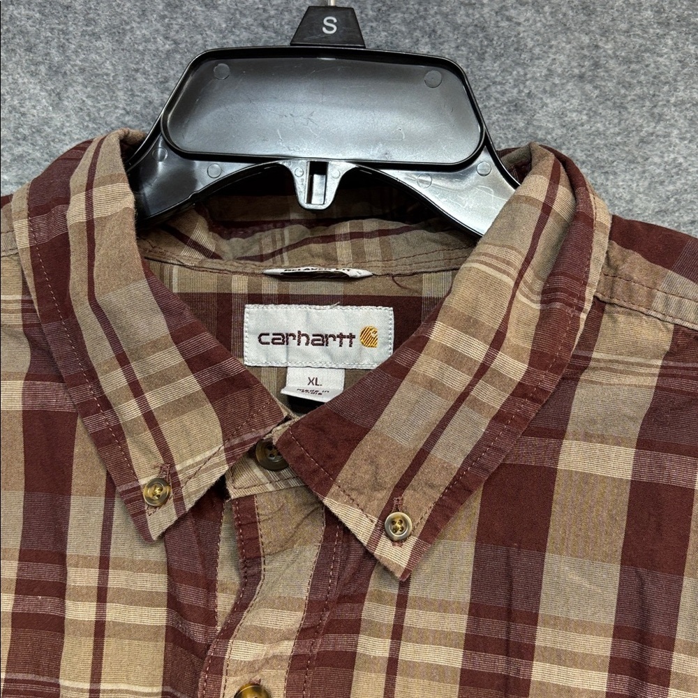 Carhartt relaxed fit  full button down Plaid long sleeve Shirt  double pocket XL - Picture 3 of 10